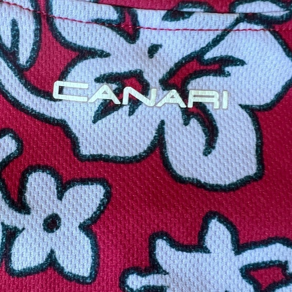 Canari Red and White Floral Bicyclist Shirt Hawaiian light weight vibrant sporty - Picture 6 of 7